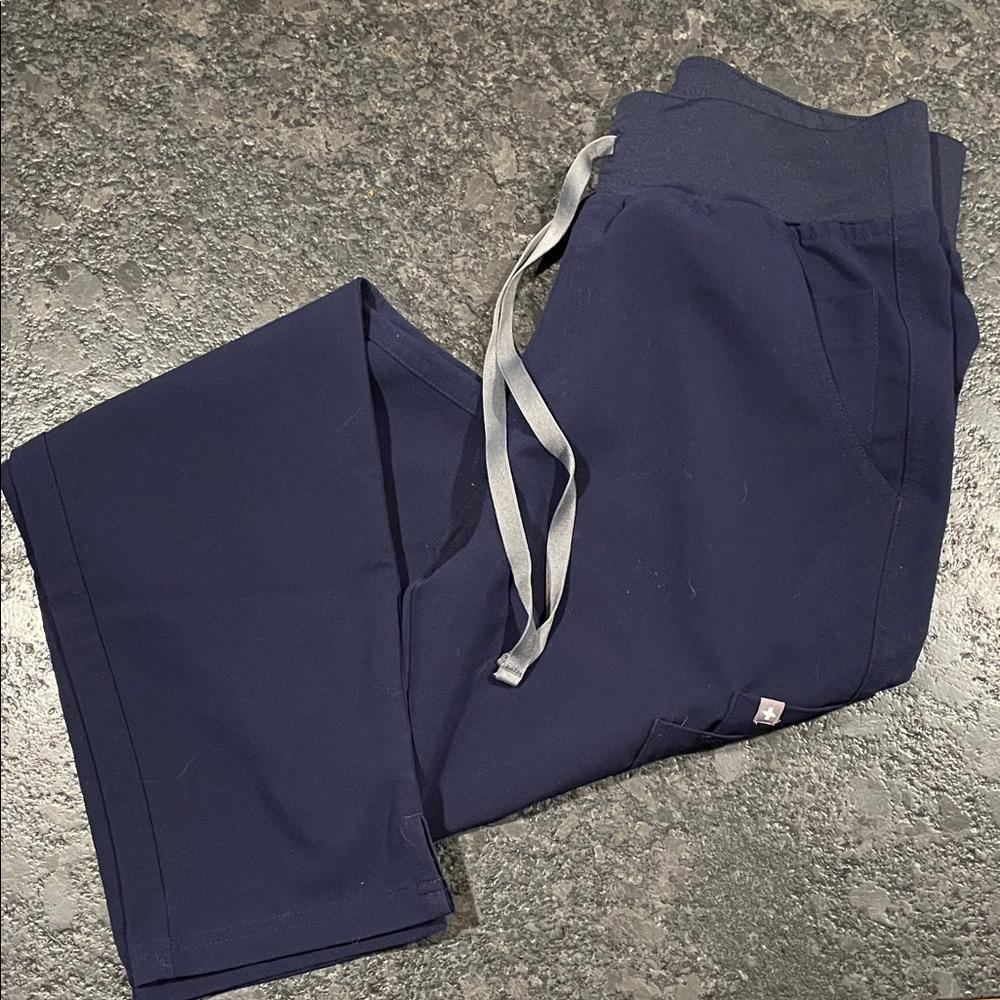 Figs Navy Blue High Waisted Straight Leg Pants